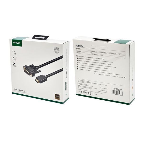 Переходник UGREEN HDMI to DVI 2K Cable Male to Male Black 3m