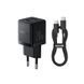 Мережевий зарядний пристрій Baseus Palm Fast Charger C+U 20W EU Cluster Black (with Baseus Mini White Cable USB-C to USB-C 60W (20V/3A) 1m Cluster Bla