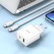 Сетевое зарядное устройство с кабелем HOCO C80A Plus Rapido PD20W+QC3.0 charger set(Type-C to Type-C) White