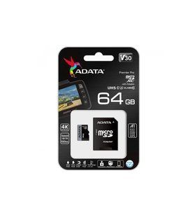 Карта памяти microSDXC (UHS-1 U3) A-DATA Premier Pro 64Gb Class 10 V30S A2 (R-100Mb/s W85Mb/s) (adapter SD)