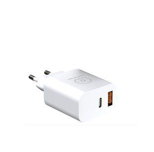 Мережевий зарядний пристрій WUW-C172 20W PD USB-C + USB QC3.0 18W white