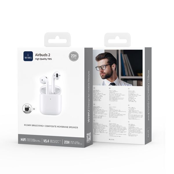 Беспроводные наушники TWS WIWU Airbuds 2, ENC, White