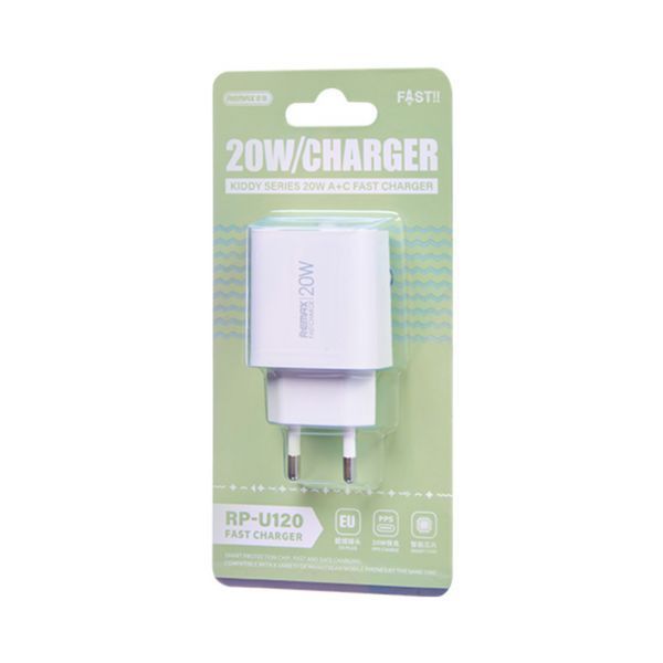 Сетевое зарядное устройство для REMAX Kiddy Series 20W A+C Fast Charger RP-U120 EU-White
