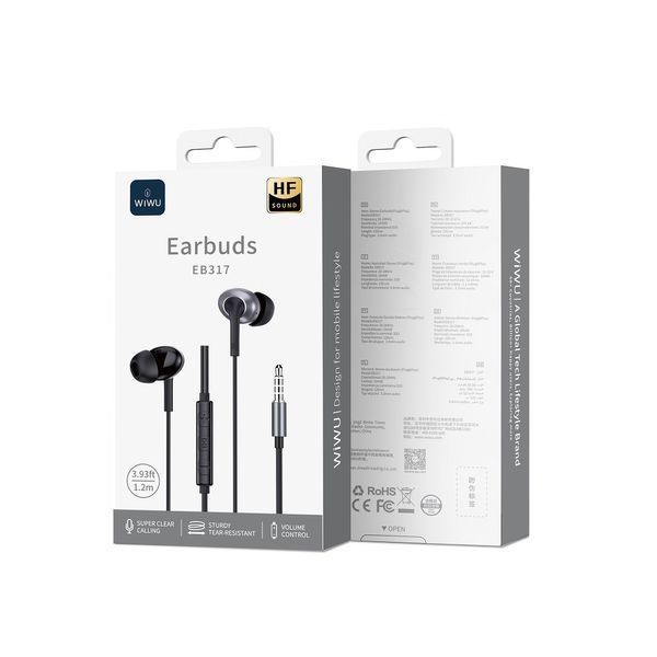 Навушники дротові WIWU EB317 Stereo Wired Earbuds (3.5mm) Black