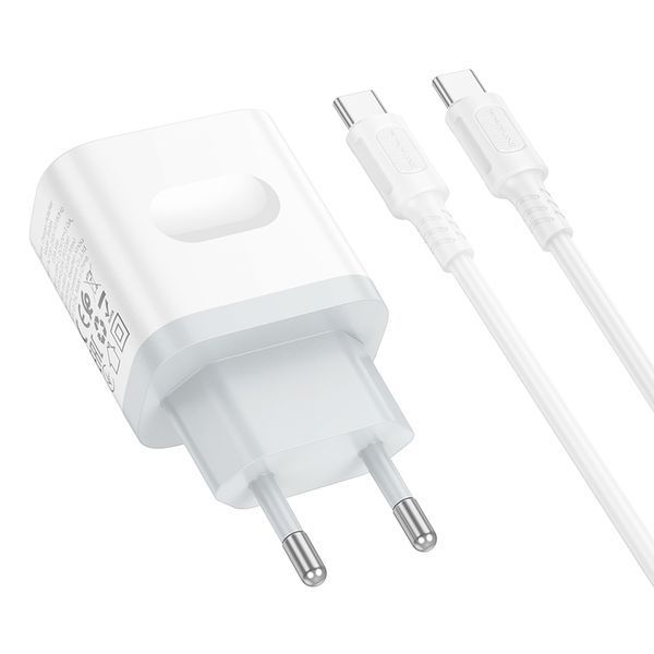 Сетевое зарядное устройство с кабелем BOROFONE BA99A Breeze single port PD20W Charger Set(C to C) White