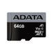 Карта памяти microSDXC (UHS-1 U3) A-DATA Premier Pro 64Gb Class 10 V30S A2 (R-100Mb/s W85Mb/s) (adapter SD)