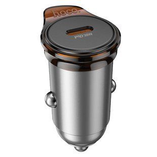 Автомобильное зарядное устройство HOCO NZ16 Rigorous single port PD30W car charger Metal Grey