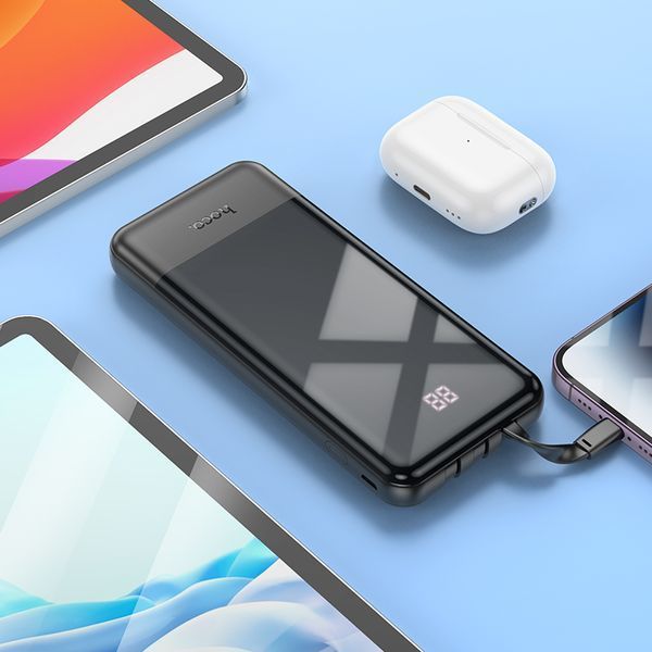 Внешний аккумулятор HOCO J114 Charger Power Bank with cable and digital display(10000mAh) Black
