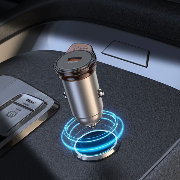 Автомобильное зарядное устройство HOCO NZ16 Rigorous single port PD30W car charger Metal Grey