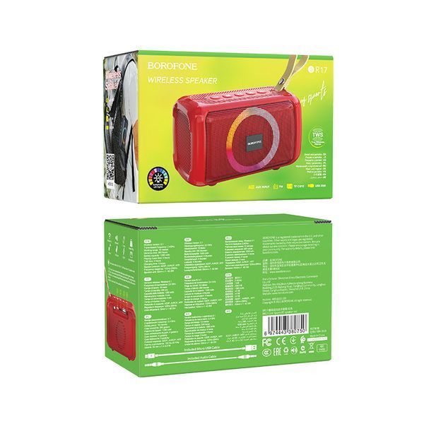 Портативная колонка BOROFONE BR17 Cool sports wireless speaker, 5W, Red