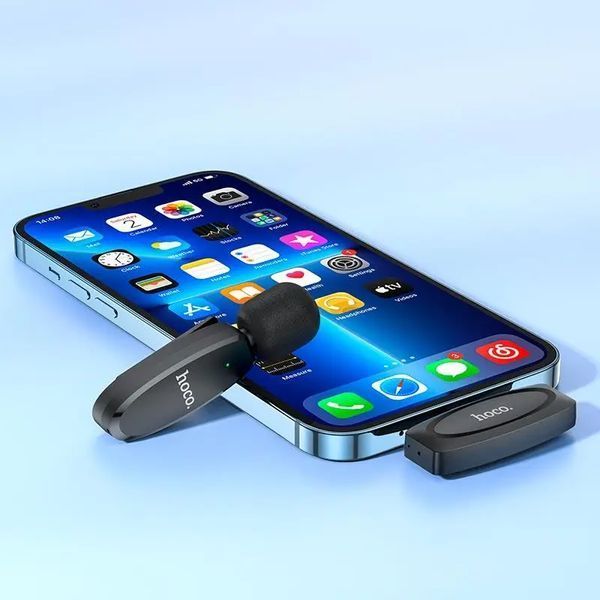 Бездротова мікрофонна система HOCO L15 iP Crystal lavalier wireless digital microphone Black