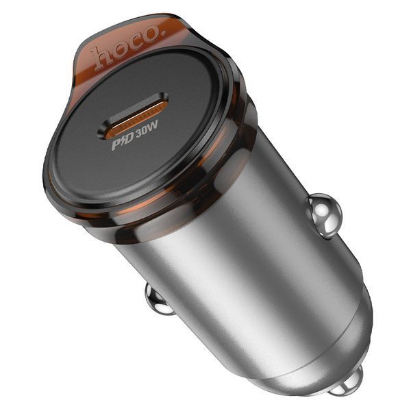 Автомобильное зарядное устройство HOCO NZ16 Rigorous single port PD30W car charger Metal Grey