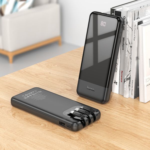 Внешний аккумулятор HOCO J114 Charger Power Bank with cable and digital display(10000mAh) Black