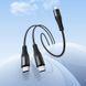 Кабель HOCO X123 Victory 2-in-1 charging cable(C to C+C) Black