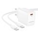 Сетевое зарядное устройство с кабелем BOROFONE BN28 Fuente single port PD30W Charger Set (C to C) (EU) White