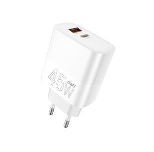 Сетевое зарядное устройство для WUW-C209 45W PD USB-C + USB QC3.0 18W white