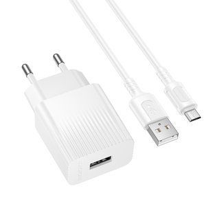 Мережевий зарядний пристрій з кабелем BOROFONE BAS71A Source single-port charger set(Micro) White