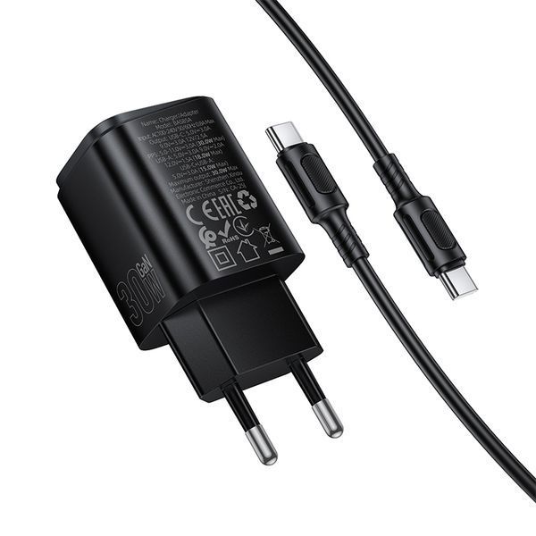 Сетевое зарядное устройство для BOROFONE BAS85A Star PD30W+QC3.0 Charger Set (C to C) (EU) Black