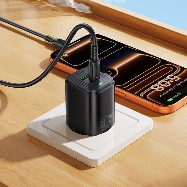 Сетевое зарядное устройство для BOROFONE BAS85A Star PD30W+QC3.0 Charger Set (C to C) (EU) Black