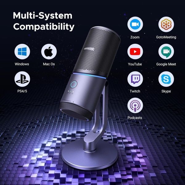 Микрофон настольный UGREEN CM769 Desktop RGB 24-bit 96kHz ANS (USB-A)