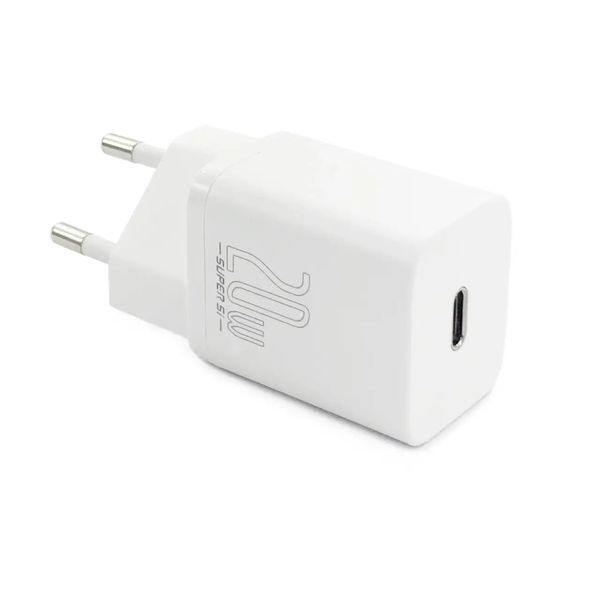 Мережевий зарядний пристрій з кабелем Baseus Super Si 1C 20W With Simple Wisdom Data Cable Type-C/iP 1m White