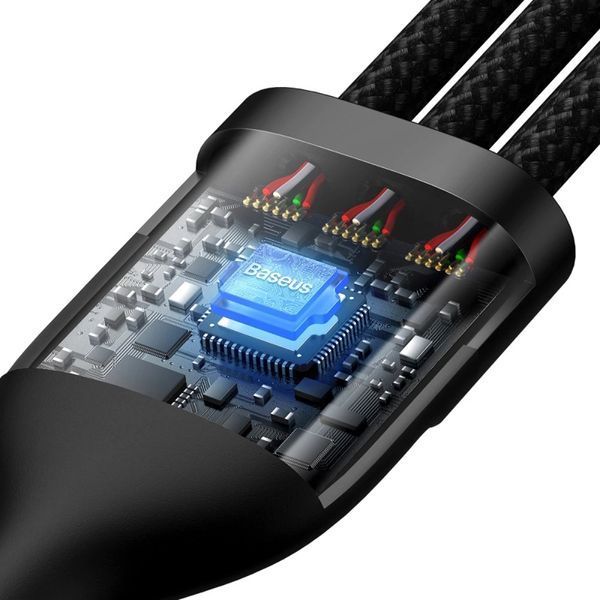 Кабель Baseus Flash Series Ⅱ Two-for-three Charging Cable U+C to M+L+C 100W 1.2m Black