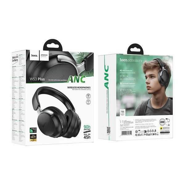 Беспроводные накладные наушники HOCO W53 Plus Tone ANC BT headphones Classic Black